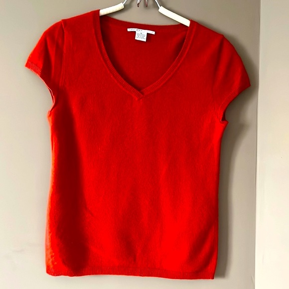 Cashmere sweater short sleeve- burnt orange - Picture 2 of 7